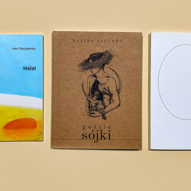Okładki trzech książek nominowanych do Wrocławskiej Nagrody Poetyckiej Silesius 2023 w kategorii Debiut roku